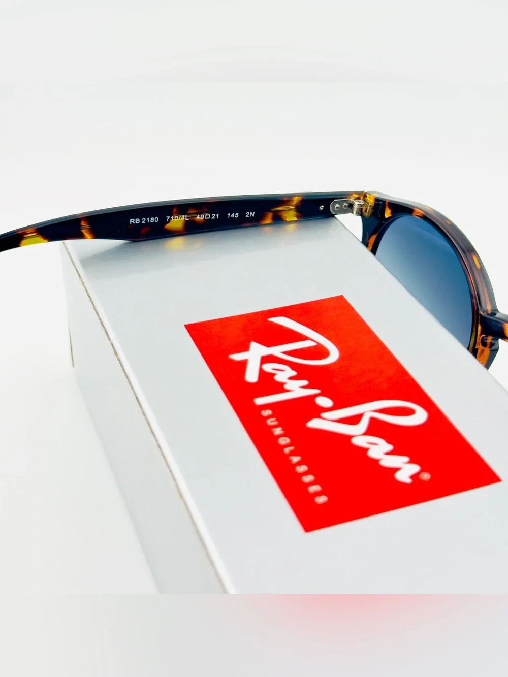 Ray-Ban Sunglasses RB2180 Polished Light Havana Frame with Gradient Blue Lenses